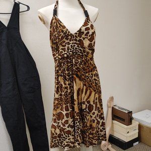 ANIMAL PRINT HALTER DRESS BY CRISTINALOVE SIZE S-M